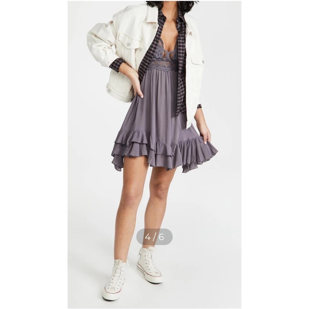 Free People Lavender Lace Chemise Dress - Picture 3 of 16